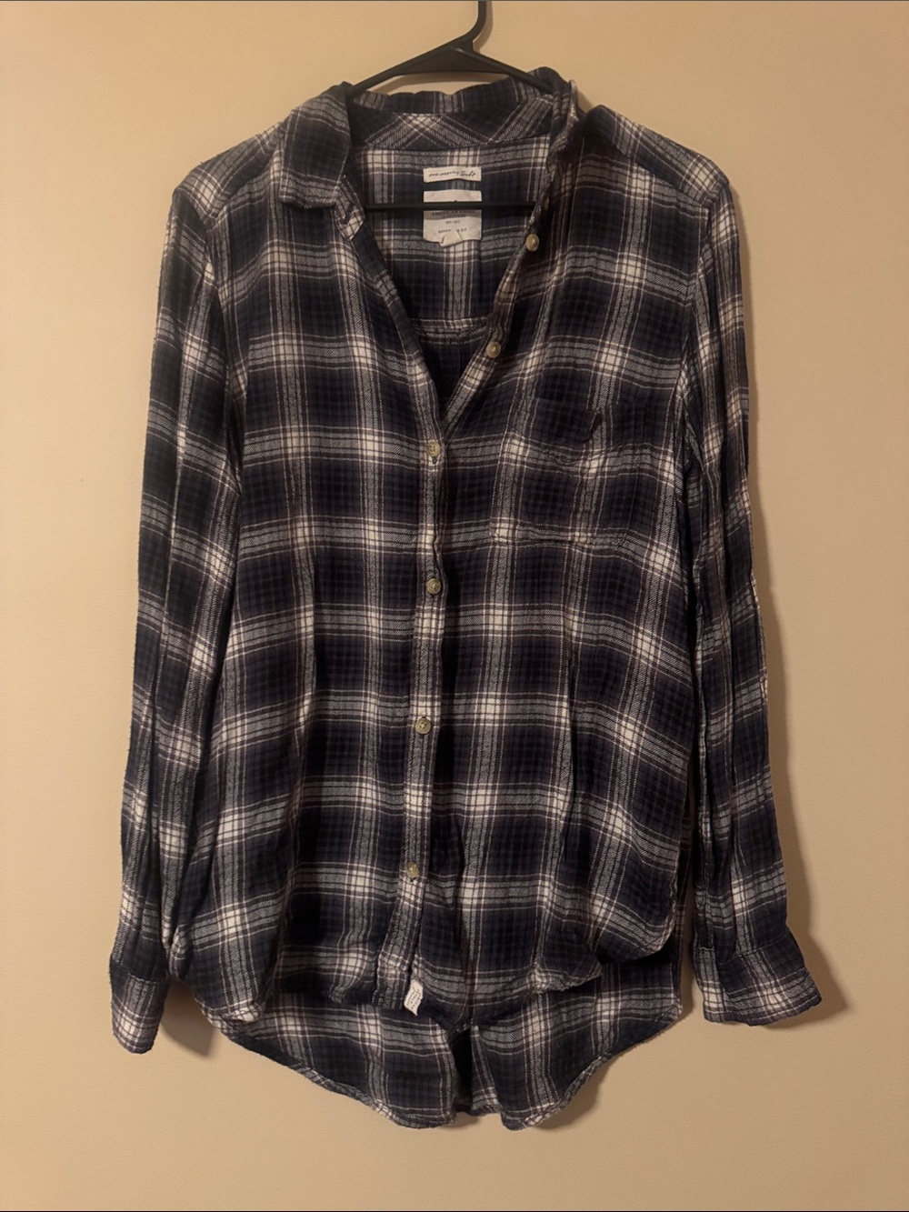 American Eagle Plaid Button-Up Shirt, M
